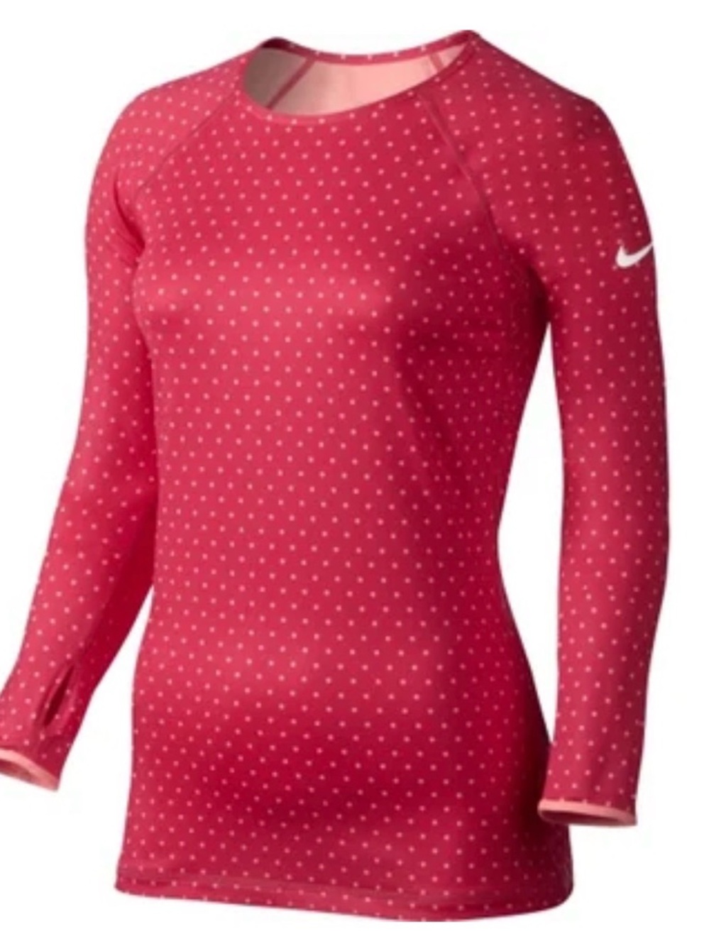Nike Pro Hyperwarm Dri-FIT long-sleeve performance top, pink and coral, guc, sm